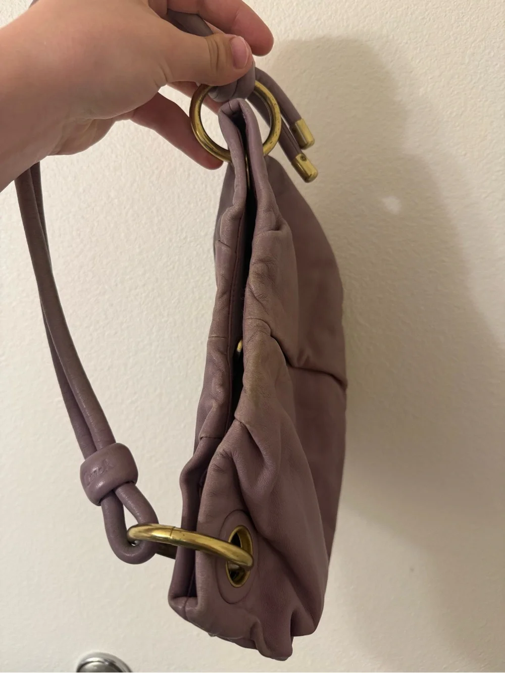 Rare Coach light purple leather shoulder bag, hobo/y2k USED!